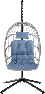 SWITTE Egg Chair Outdoor with Stand, Indoor Wicker Hanging Egg Swing Chair with - Image 8