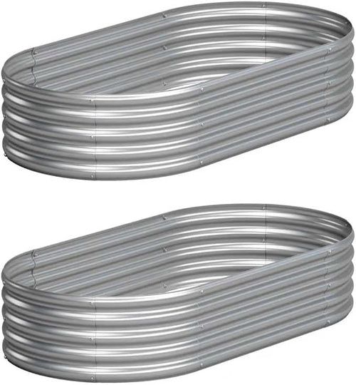 2PCS 4x2x1FT Galvanized Raised Garden Bed Kit, Vegetable Boxes-Oval Metal by Yortrek
