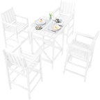 5 Pieces Adirondack Bar Chairs Set, HDPE Patio Bar Height Table and Chairs - Image 9