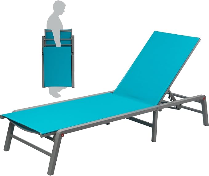 Kozyard Outdoor Foldable Lounge Chair, Aluminum Frame Patio Lounger - Image 3