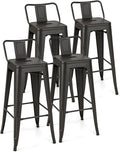Giantex Metal Bar Stools Set of 4, Rubber Feet, Industrial Stackable Barstools by Giantex