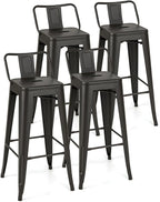 Giantex Metal Bar Stools Set of 4, Rubber Feet, Industrial Stackable Barstools by Giantex