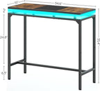Bar Table with LED Lights, Counter Height Table, Bar Height Pub Table, Metal - Image 3