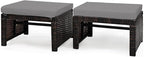 Tangkula 2 Pieces Patio Rattan Ottomans, All Weather Outdoor Footstool Footrest by TANGKULA