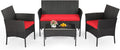 FDW | 4-Piece Patio Furniture Set | Red | Outdoor Wicker Furniture by FDW