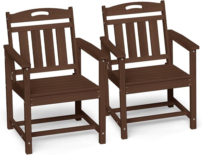 Ciokea HDPE Outdoor Patio Dining Chairs Set of 2, All-Weather Porch Chair by CIOKEA