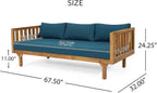 Merax Outdoor 3 Seater Daybed, Acacia Wood Day Bed Couch Sofa - Image 3