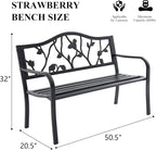 50" Outdoor Garden Bench, Cast Iron Metal Outdoor Benches Weatherproof - Image 3