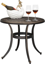 VINGLI 24” Cast Aluminum Outdoor Side Table, All Weather Round Patio Coffee by VINGLI