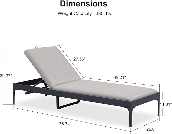 PURPLE LEAF Outdoor Chaise Lounge Set of 2 Aluminum Adjustable Patio Lounger - Image 7