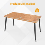 Tangkula 63" Acacia Wood Patio Dining Table - Image 4