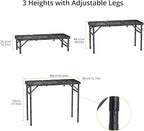 Anbte Folding Grill Table, 3ft Tri-Fold Aluminum Folding Table Adjustable - Image 3