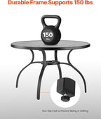 VEVOR Outdoor Patio Dining Table, 47 inch Round Metal Steel Slat Backyard - Image 6