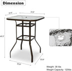 VINGLI Outdoor Bar Table with Umbrella Hole, Metal Patio Bar Height Pub Table - Image 3