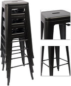 Devoko Metal Bar Stools 30" Indoor Outdoor Stackable Barstools Modern Style - Image 4