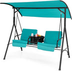 Tangkula 2 Person Porch Swing, Pivot Storage Table, Cooler Bag, 2 Cup Holders by TANGKULA