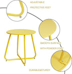 Elevon E-Coated Steel Side Table Weather Resistant Outdoor 17.5” Round End - Image 4
