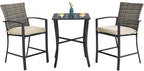 Tangkula 3 Piece Patio Bar Set, Outdoor Bistro Set w/ 27.5" Square Table by TANGKULA