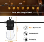 S14 LED Outdoor String Lights 150FT Patio Lights Outdoor Waterproof - Image 6