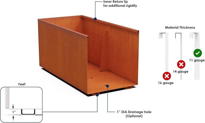 Plantercraft Corten Steel Planters Large Rectangular Planters - Image 3