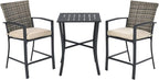 Tangkula 3 Piece Patio Bar Set, Outdoor Bistro Set w/ 27.5" Square Table - Image 9