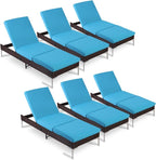 HOMREST Outdoor Lounge Chairs Set of 6, Patio Wicker Chaise Lounge by HOMREST