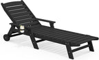 SERWALL Patio Chaise Lounge Chair, Poly Lounge Chair by SERWALL