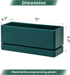 D'vine Dev 12 Inch Window Box Planter, Rectangle Plastic Herb Planter - Image 2