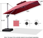 PURPLE LEAF Patio Umbrella 10ft Outdoor Square Umbrella Large Cantilever - Image 9