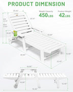 Lounge Chair Outdoor, Chaise Lounge Outdoor, HDPE 6-Position Lounge Chair - Image 3