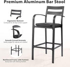 VINGLI 3-Piece Outdoor Bar Set, Aluminum Bar Height Table & 2 Chairs - Image 4