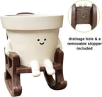 Smiley Face Planter Pot Small, Cute Resin Flower Head Planters - Image 5