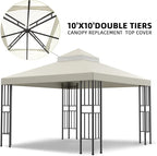 Sumfaller 10x10 FT Gazebo Replacement Canopy Top Cover Double Tiered Canopy Top - Image 3