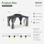 Aoxun 10'x12' Hardtop Gazebo, Aluminum Frame Canopy - Image 3