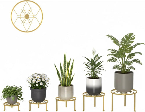 5 Pack Metal Plant Stands 5-Pack Round Supports Display Rack Tiered Plant Stand - Image 2