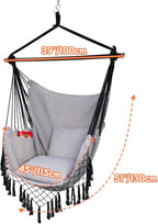 Hammock Chair Hanging Rope Swing Chair, Max 450 Lbs, Large Hanging Chair - Image 4