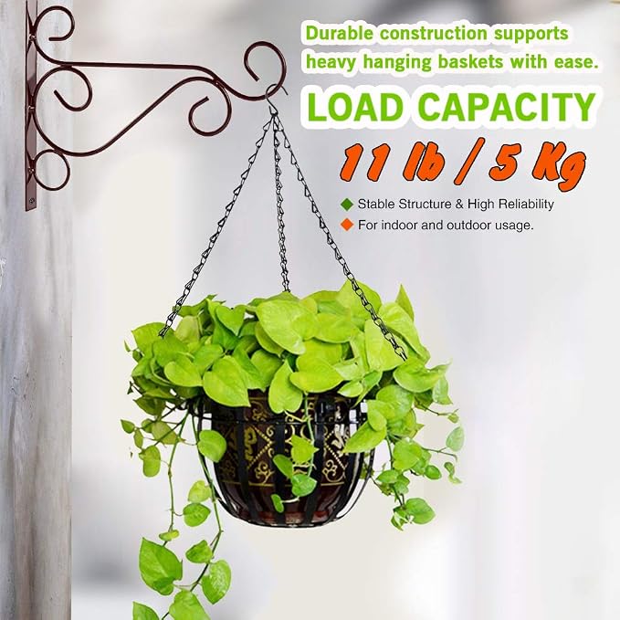 KABB Hanging Plant Bracket, Indoor Outdoor Rustic Home Decor, Coffee Color - Image 5