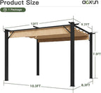 Aoxun 10'x12' Outdoor Pergola, Patio Aluminum Pergola - Image 7