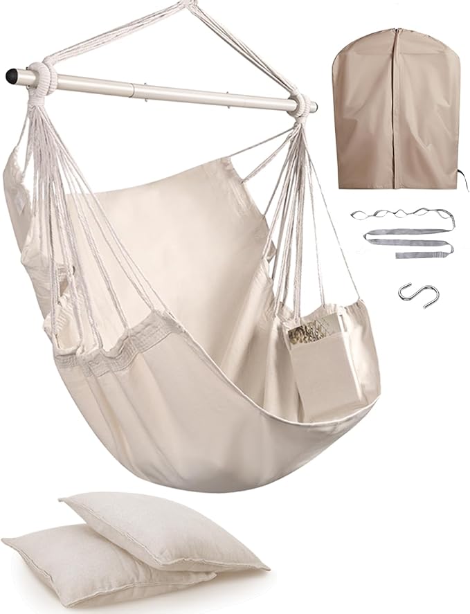 Miztli Hammock Chair with Hanging Chair Cover – 2 Cushions, Steel Spreader Bar by MIZTLI
