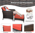 LEVELEVE Balcony Furniture 5 Piece Patio Conversation Set, PE Wicker Rattan - Image 4