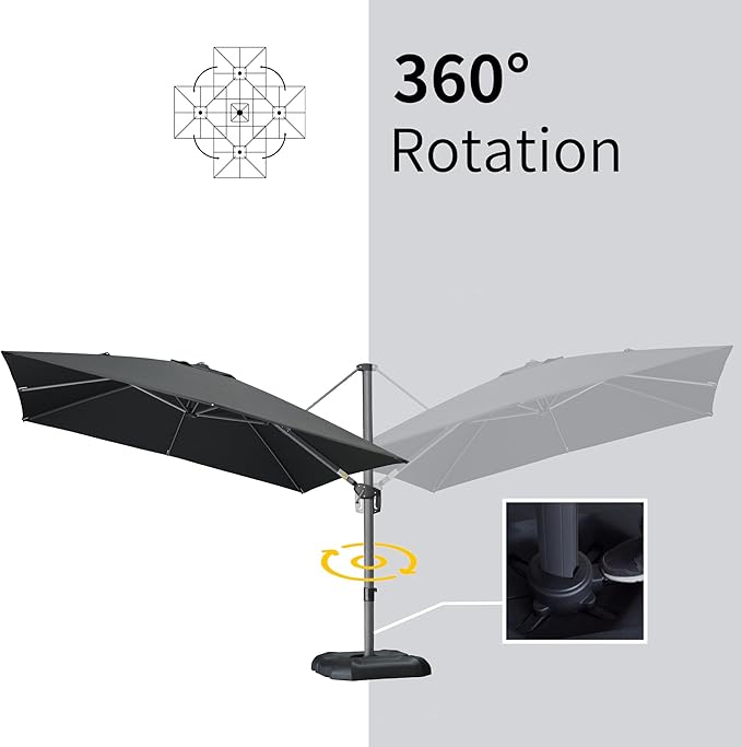 PURPLE LEAF 9' X 11.5' Patio Umbrella Outdoor Cantilever Rectangle Umbrella - Image 6