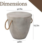 COSIEST Set of 2 Outdoor Cup Shaped Side Table, Concrete Side Table w Hemp Rope - Image 3