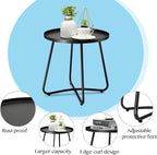 danpinera Outdoor Side Tables, Weather Resistant Steel Patio Side Table - Image 5
