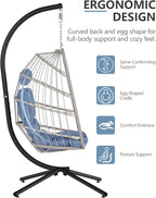 SWITTE Egg Chair Outdoor with Stand, Indoor Wicker Hanging Egg Swing Chair with - Image 4