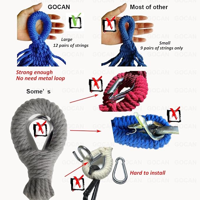 Brazilian Double Hammock 2 Person Extra Large 220x160cm Total Length 330cm Load - Image 5