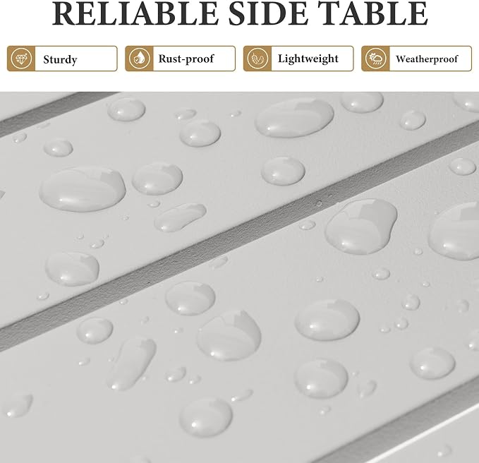 Crestlive Products Aluminum Outdoor Side Table Set of 2, Pool Lounge Chair Side - Image 5