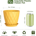 7 inch Plant Pots for Indoor Outdoor Plants, 5 Pack Thick Nursery Pots - Image 2