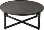 COSIEST Small Round Outdoor Coffee Table Dark Grey, Balcony and Living Room - Image 4