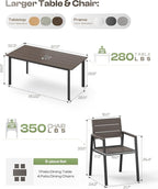 Outdoor Dining Set for 4, Aluminum Patio Table and Chairs Set - Image 6