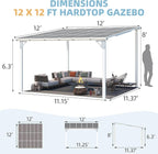 AECOJOY 12' x 12' White Gazebo Outdoor Pergola - Image 7
